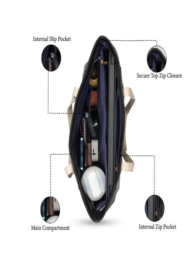 كابريس حقيبة كابريس ديفون الكبيرة للنساء، مزودة بأحزمة مريحة وأقسام متعددة | حقيبة أنيقة للكتف واليد | تتسع لأجهزة كمبيوتر محمولة حتى 16 بوصة | مثالية للعمل والسفر والاستخدام اليومي (أسود) - Image 4